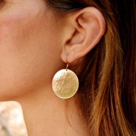 Hammered Round Dangle earring, Brass handmade jewelry, Wholesale jewelry